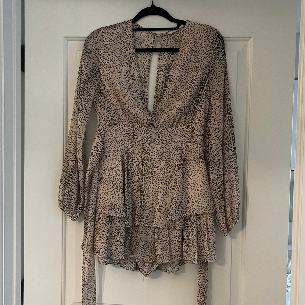 ILLA ILLA Beige Animal Print Layered Dress